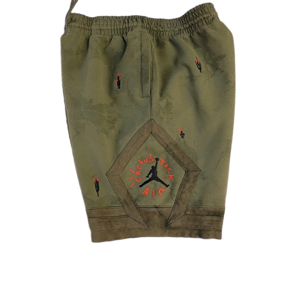 Travis Scott Jordan Washed Suede Shorts Olive (CN3425-222) Men's Size XS RARE
